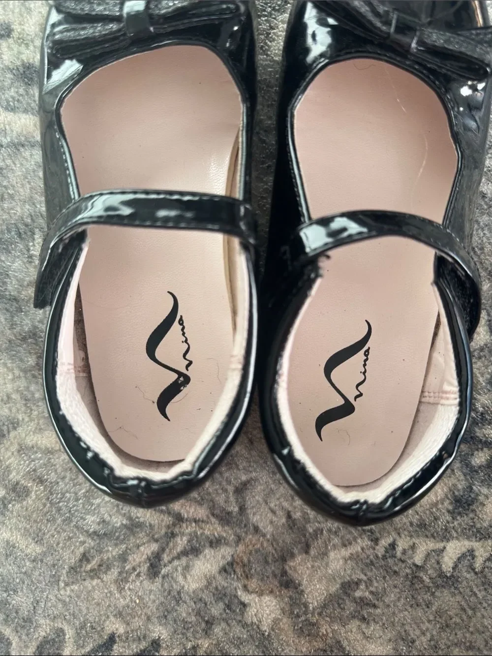 Girls Nina Black Patent Mary Jane Dress Shoes with Bow